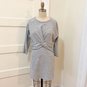 Everly Grey Brushed Knit Jersey Knot Front Dress